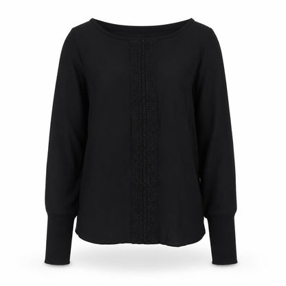 Et Vous Women's Black Long Sleeve Rayon Nylon Blouse M