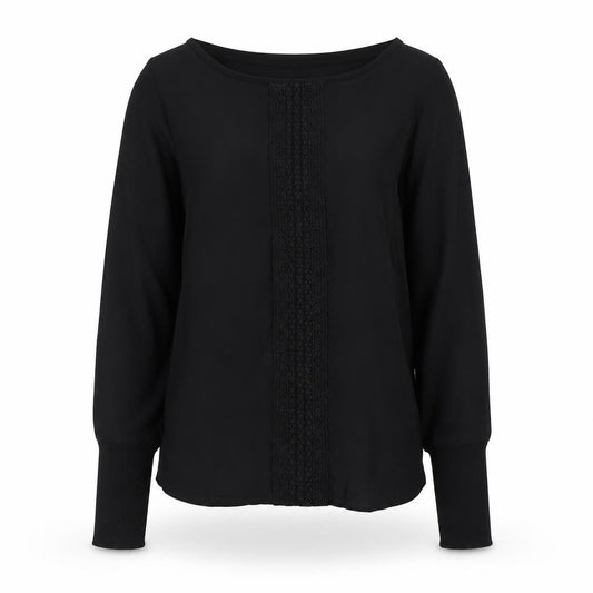 Et Vous Women's Black Long Sleeve Rayon Nylon Blouse M