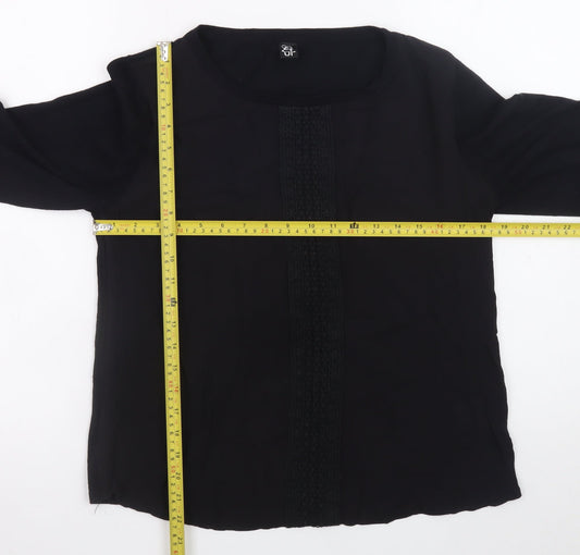 Et Vous Women's Black Long Sleeve Rayon Nylon Blouse M