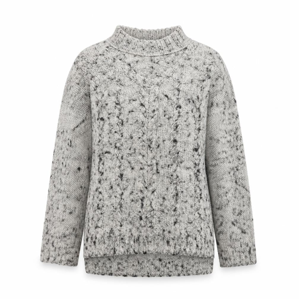Pimkie Women's Grey Chunky-Knit V-Neck Wool Blend Jumper Size M