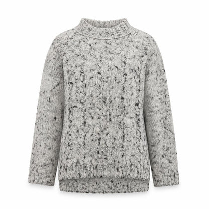 Pimkie Women's Grey Chunky-Knit V-Neck Wool Blend Jumper Size M