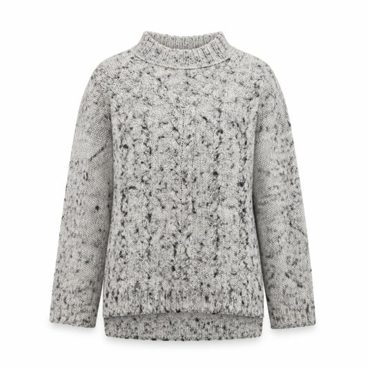 Pimkie Women's Grey Chunky-Knit V-Neck Wool Blend Jumper Size M
