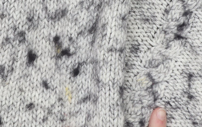 Pimkie Women's Grey Chunky-Knit V-Neck Wool Blend Jumper Size M