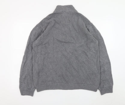 Mens UK Size L Chaps Grey 1/4 Zip Jumper