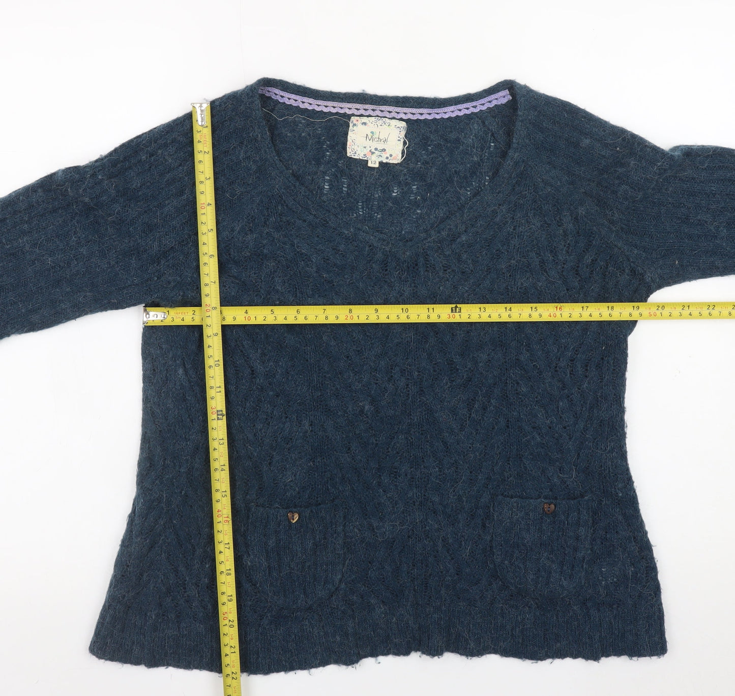 Womens UK Size 12 Mistral Blue Pullover Jumper