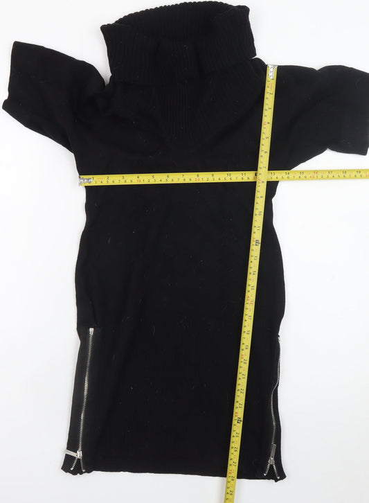 Karen Millen Women’s Black Bodycon Knit Roll Neck Dress Size 8