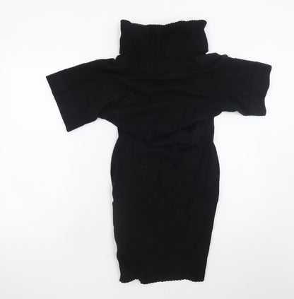 Karen Millen Women’s Black Bodycon Knit Roll Neck Dress Size 8
