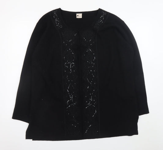 Elvi Women’s Black Long Sleeve Sequin Knit Cardigan Size 2