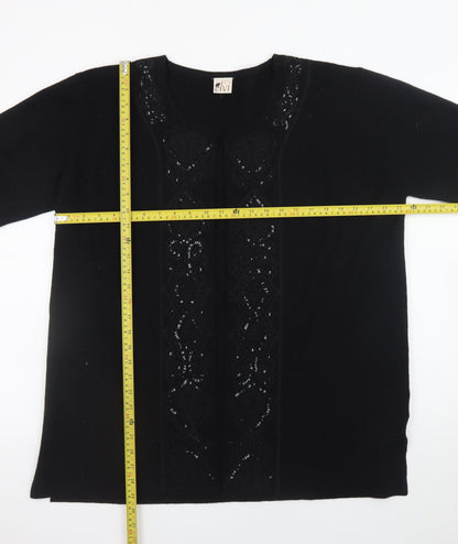Elvi Women’s Black Long Sleeve Sequin Knit Cardigan Size 2