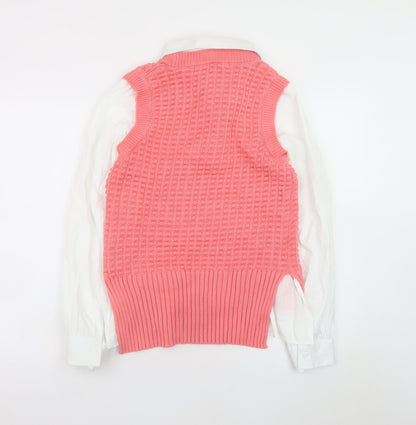 French Connection Womens Pink Cotton Knit Sleeveless Vest XS