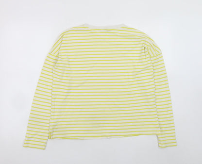 Joules Womens Yellow Striped Long Sleeve Cotton T-Shirt UK 10