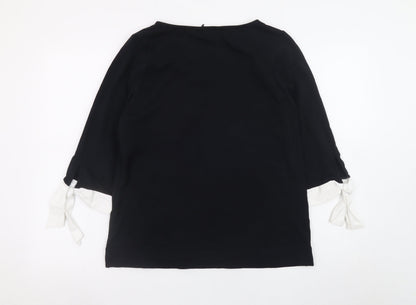 Laura Ashley Women’s Black Tunic Blouse Size 12 Bow Sleeve