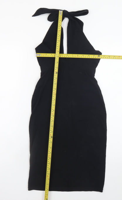 American Apparel Women Black Halter Bodycon Dress Size S