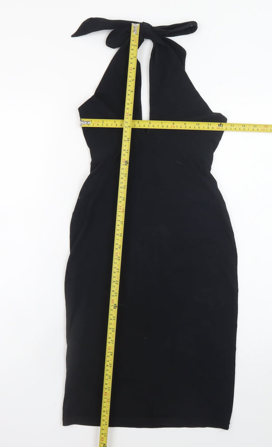 American Apparel Women Black Halter Bodycon Dress Size S