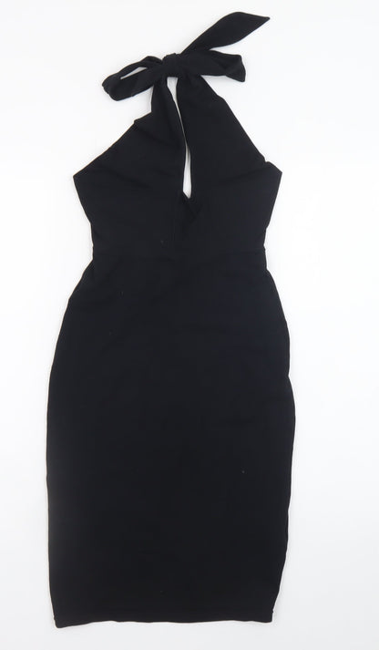 American Apparel Women Black Halter Bodycon Dress Size S