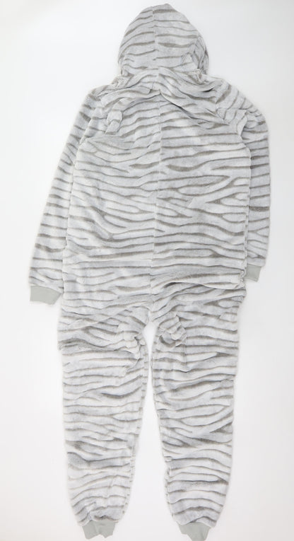 Dunelm Women Grey Fleece Animal Print Hooded Onesie S