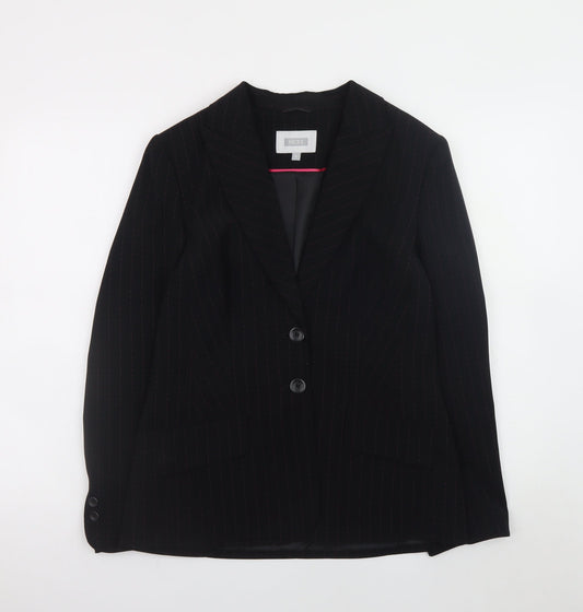 Next Women Black Pinstripe Two-Button Blazer Size 12