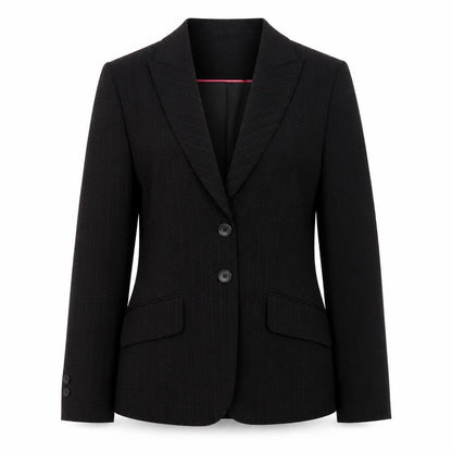 Next Women Black Pinstripe Two-Button Blazer Size 12