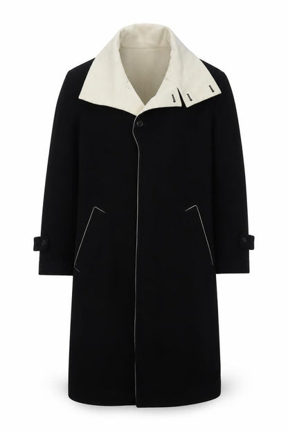 CY Choi Uomo Men's Black Wool Cashmere Long Overcoat Size 48