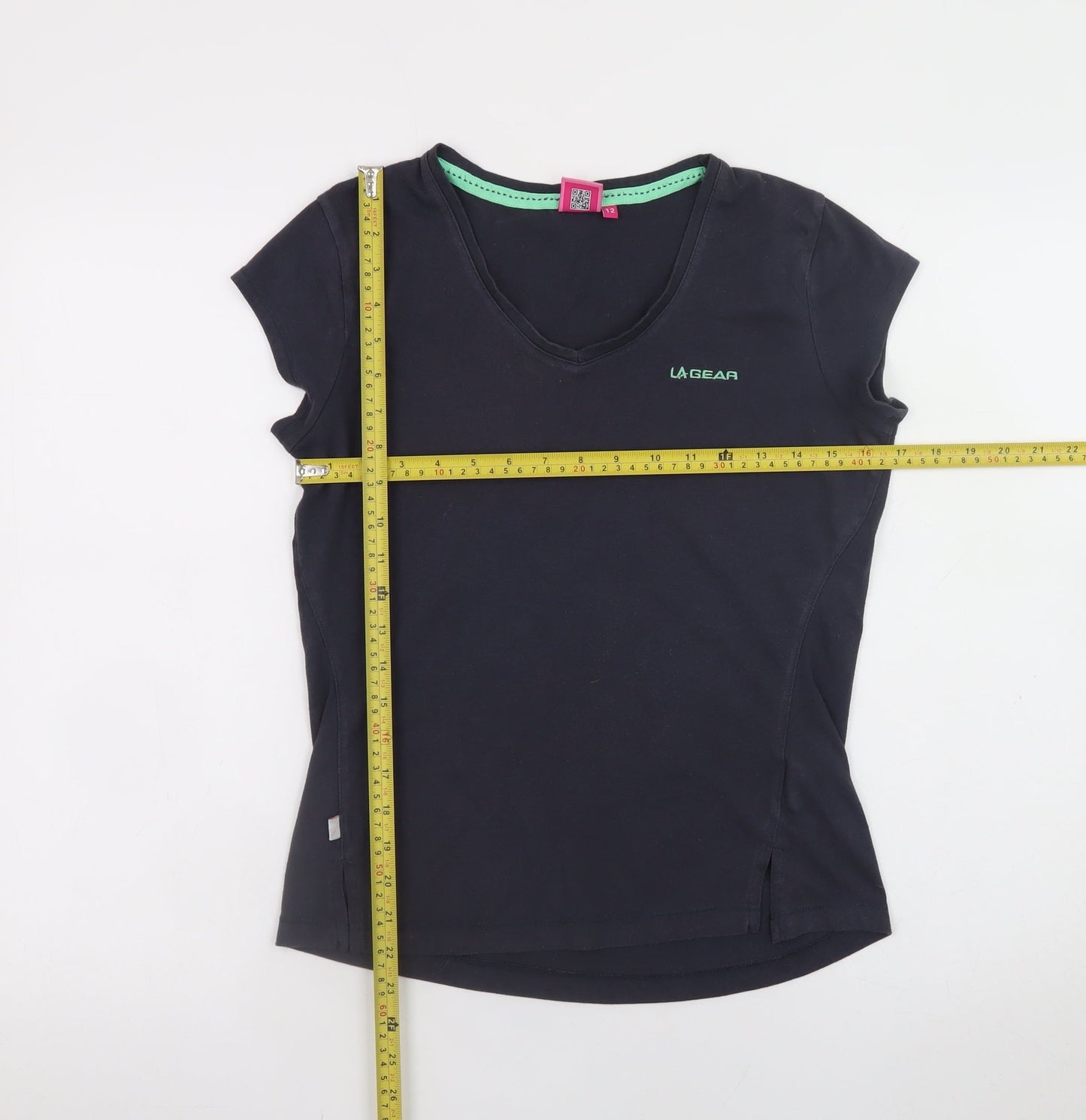 Womens UK Size 12 LA Gear Black Basic T-Shirt
