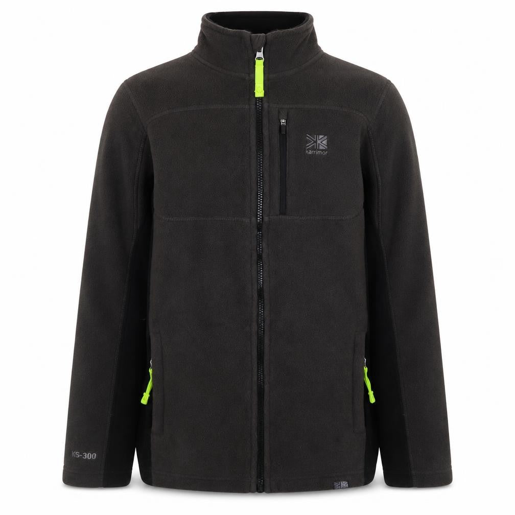 Front view of Karrimor boys’ black fleece full zip outdoor jacket 13 years
