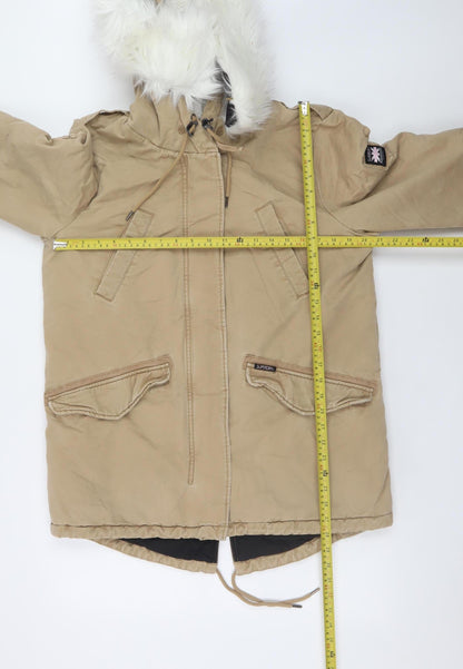 Womens UK Size 12 Superdry Beige Parka Coat