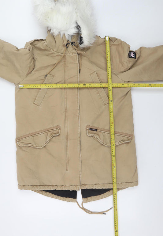 Womens UK Size 12 Superdry Beige Parka Coat