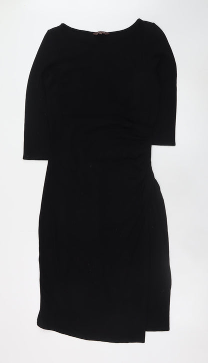 Phase Eight Women's Black Bodycon Stretch Knee Length Dress Size 16