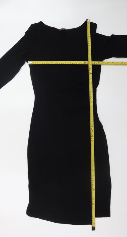 Phase Eight Women's Black Bodycon Stretch Knee Length Dress Size 16
