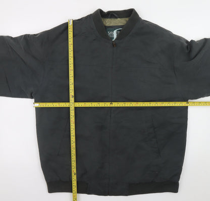 Savatini Men's Black Bomber Jacket Size M 38in Lined Full Zip Casual