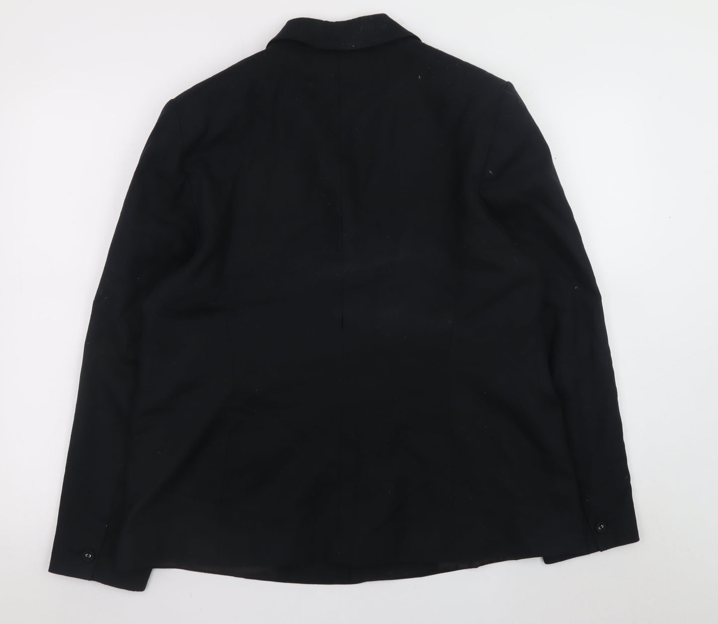 Classic Black Linen Blend Blazer Women Size 18 Single Breasted Lined