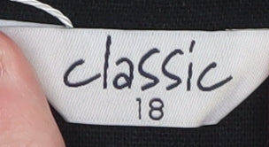 Classic Black Linen Blend Blazer Women Size 18 Single Breasted Lined