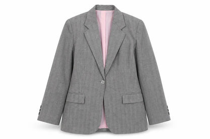 Marks and Spencer Women Grey Pinstripe Tailored Blazer UK 18 Petite