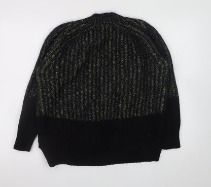 AllSaints Men's Black Wool Blend Chunky Knit Jumper Size S