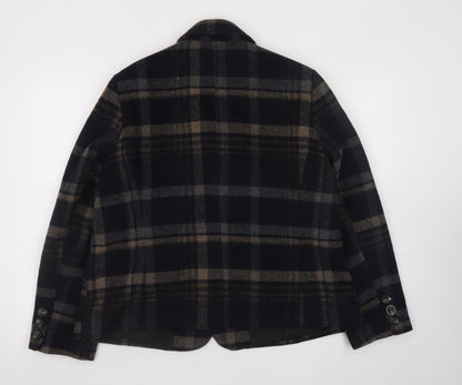 Isle Women's Brown Check Wool Blend Blazer Size 18 Lined Smart Jacket
