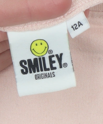 Teens UK Size 12 Smiley Originals Pink Pullover Sweatshirt
