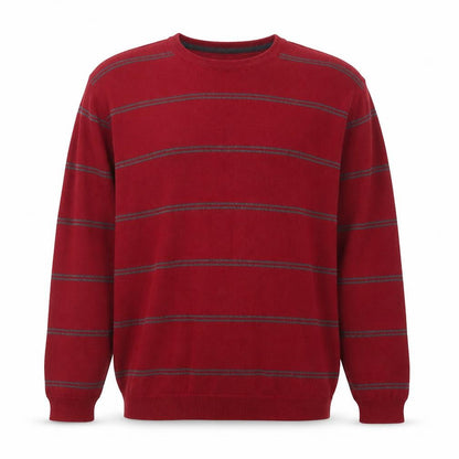 IZOD Men's Red Striped Cotton Crew Neck Jumper Size L
