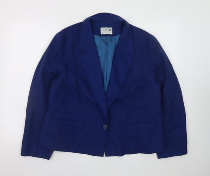 Pendleton Women's Blue Wool Blazer Size 14 Classic Single-Breasted