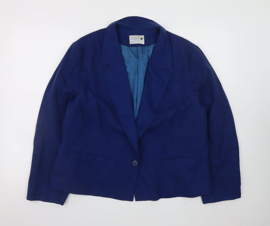 Pendleton Women's Blue Wool Blazer Size 14 Classic Single-Breasted