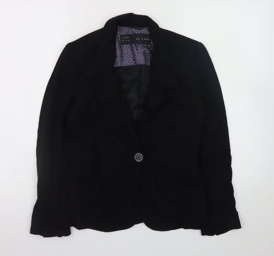 Womens UK Size 8 Zara Basic Regular Black Blazer