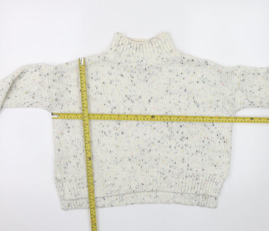Mint Velvet Women Cream Speckled Roll Neck Jumper Size 8 Knit