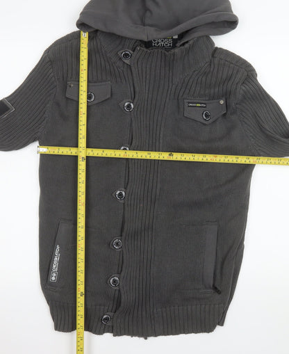 Crosshatch Men’s Grey Hooded Knit Button Jacket XL