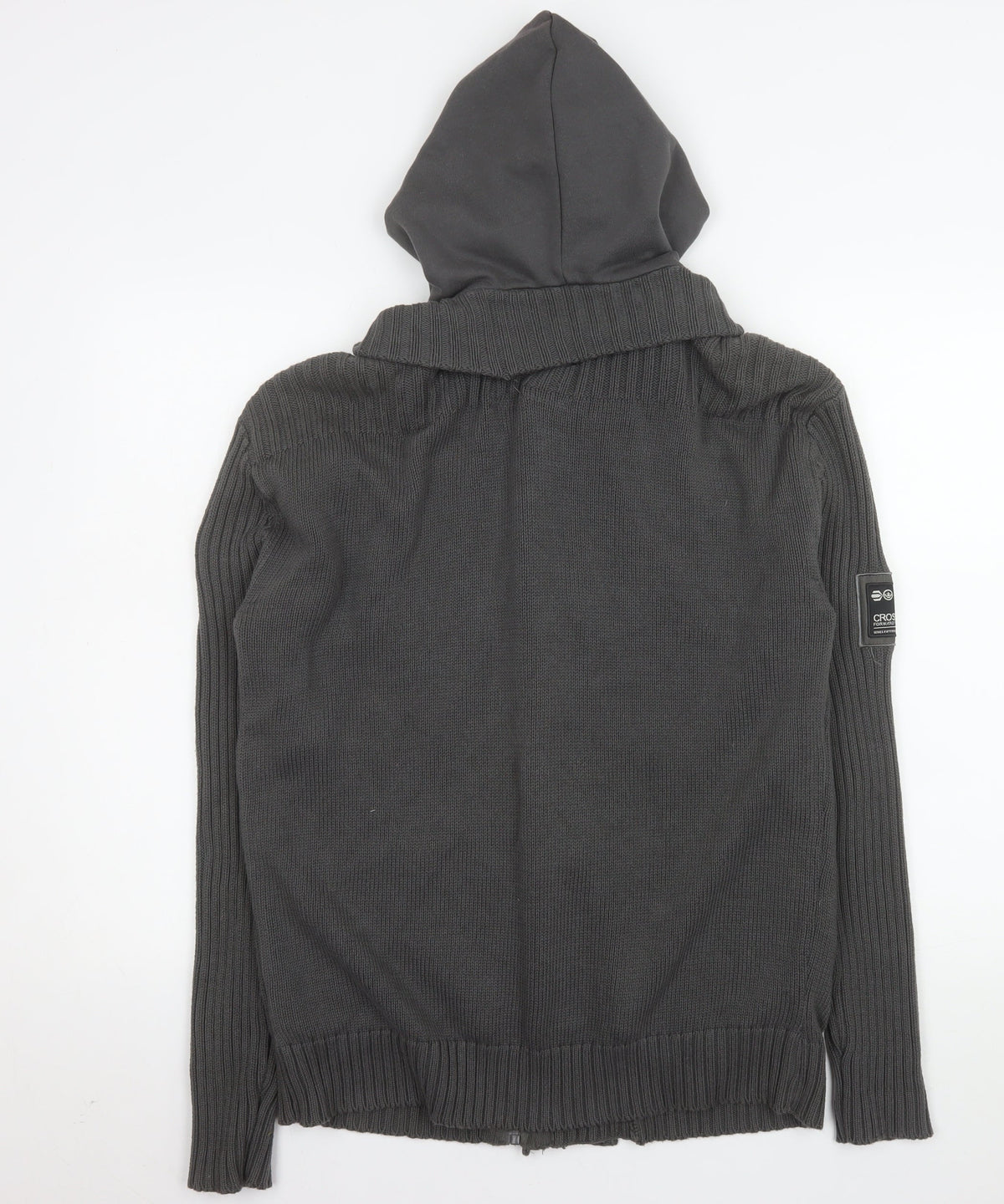 Crosshatch Men’s Grey Hooded Knit Button Jacket XL