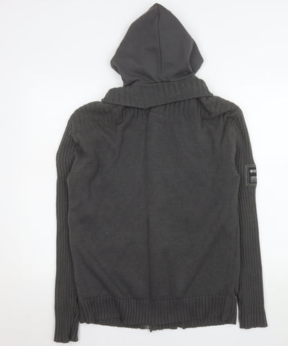 Crosshatch Men’s Grey Hooded Knit Button Jacket XL