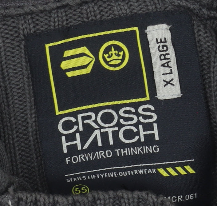 Crosshatch Men’s Grey Hooded Knit Button Jacket XL