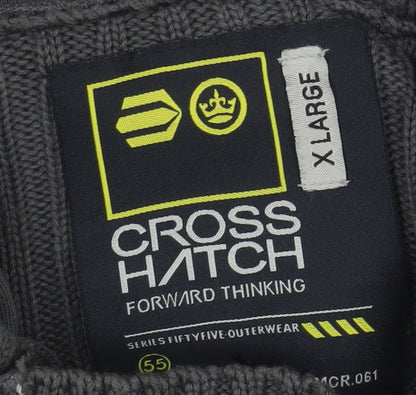 Crosshatch Men’s Grey Hooded Knit Button Jacket XL