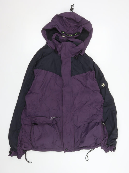 Jeantex Men Purple Black Hooded Waterproof Windbreaker Jacket Size 46/48