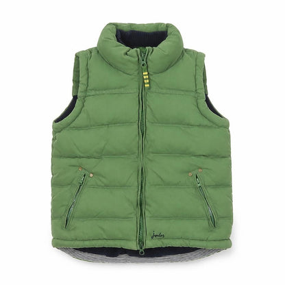 Front view of Joules boys’ green padded bodywarmer gilet age 7 cotton blend