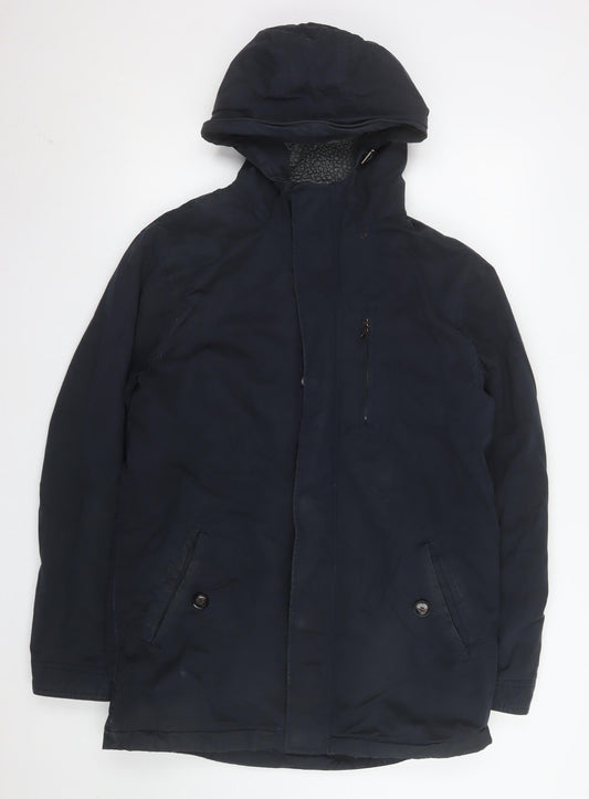 Mens UK Size M Criminal Blue Parka Coat