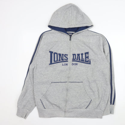 Lonsdale Men Grey 2XL Hooded Full Zip Basic Sports Jacket